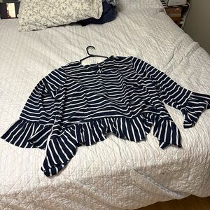 No Brand Tag - Plus Size Navy Blue Striped Top